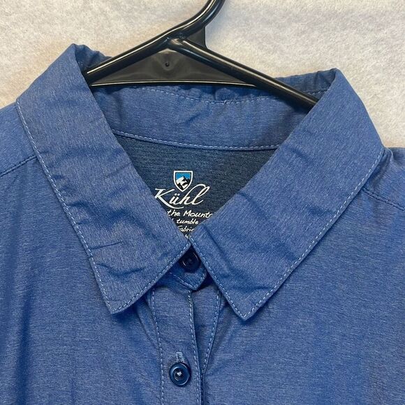KUHL Shirt Women's Small Blue Roll Tab Long Sleeve Button Up Collared Hiking - Picture 3 of 14